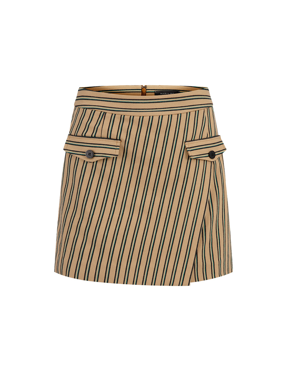 MARYLING Desert Vertical And Horizontal Small A Double-Layer Detail Striped Miniskirt