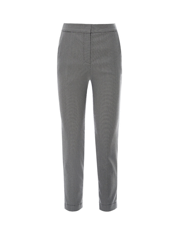 MARYLING Houndstooth Pattern Crop Leg Slim Fit Trousers