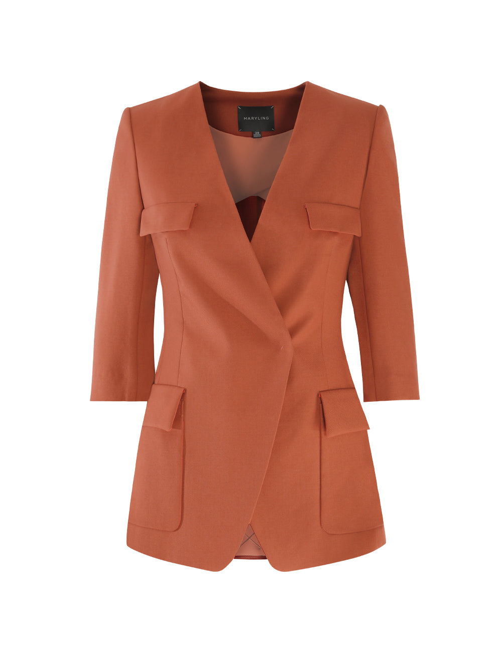 MARYLING Quarter Sleeves Collarless Blazer