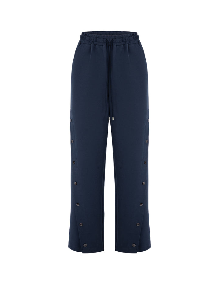 MARYLING Navy Slit Space Cotton Pants