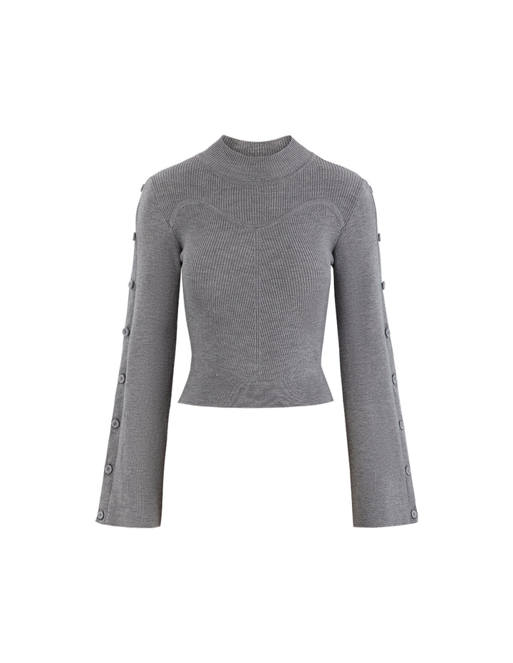 MARYLING Gray Turtleneck Detail Pullover