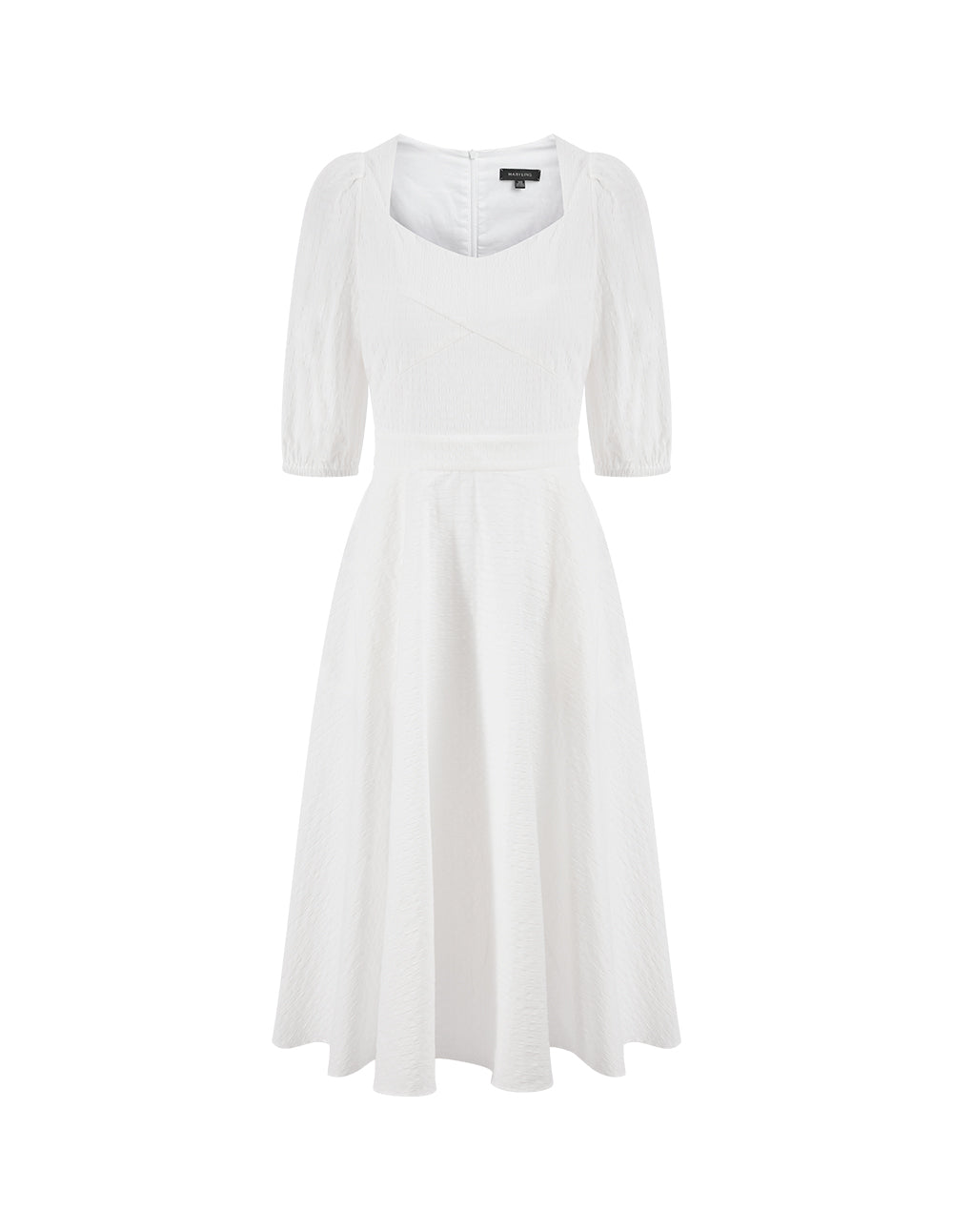 MARYLING White V-Neck Crossed Maxi Dress With Big Hem