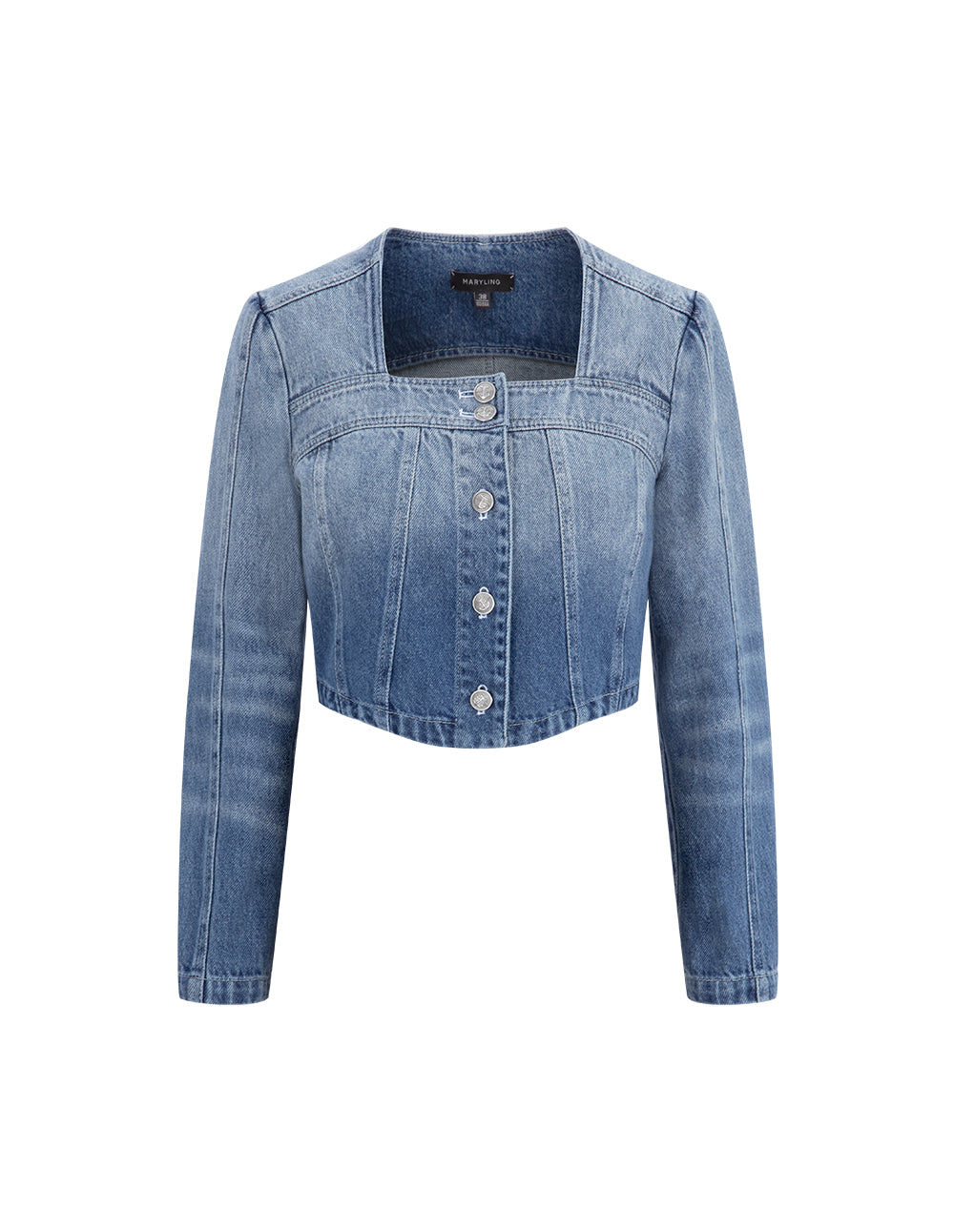 MARYLING Denim Ombre Cropped Jacket