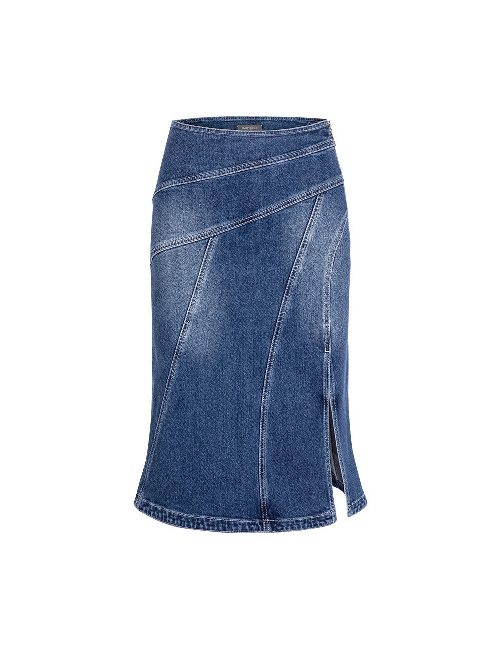 MARYLING Colour Blocking Long Sleeve A Line Knitted Skirt