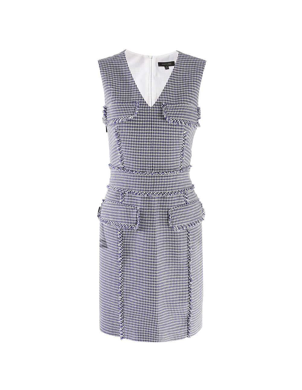 MARYLING V-Neck Houndstooth Sleeveless Dress