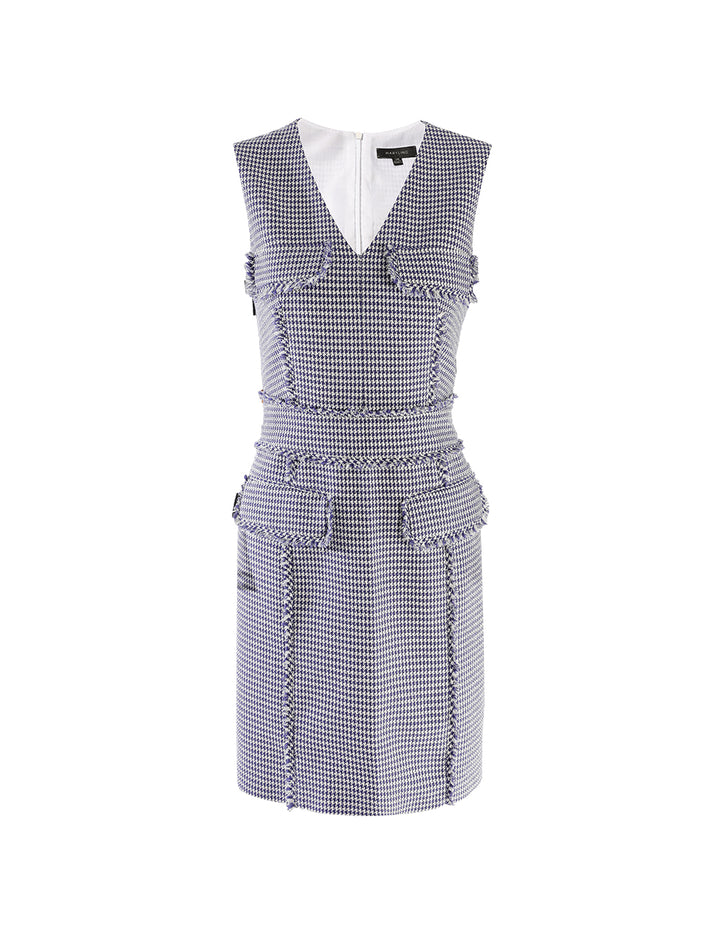 MARYLING V-Neck Houndstooth Sleeveless Dress