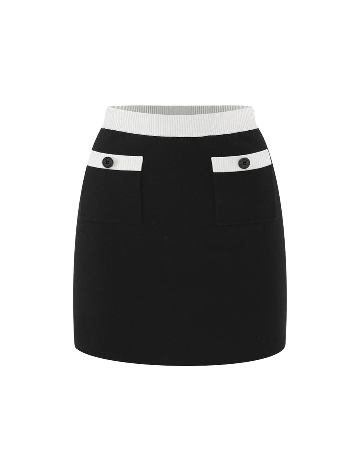 MARYLING Contrasted Colour Knitted MINI Skirt