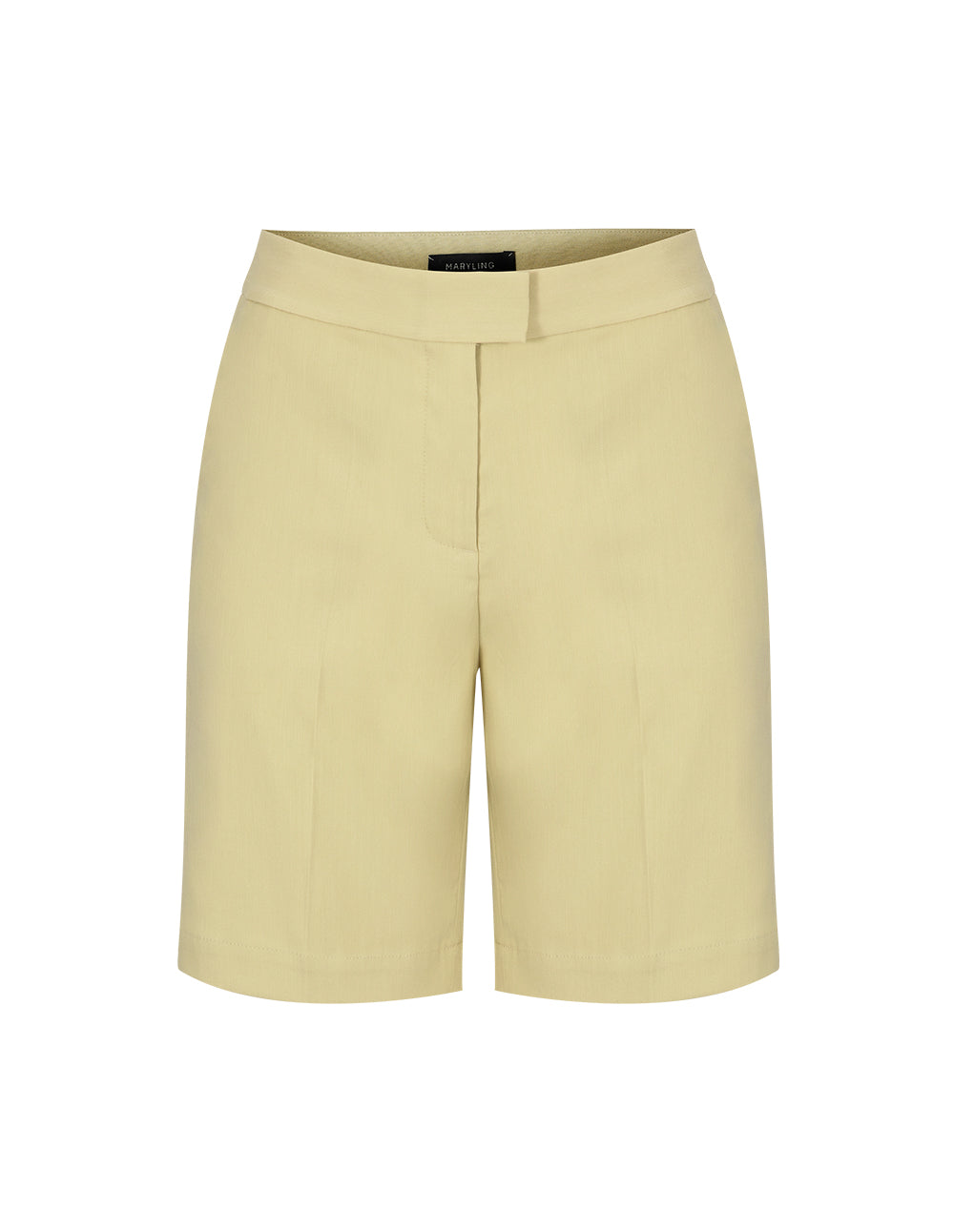 MARYLING Sand Mid-Rise Diagonal Pocket Shorts