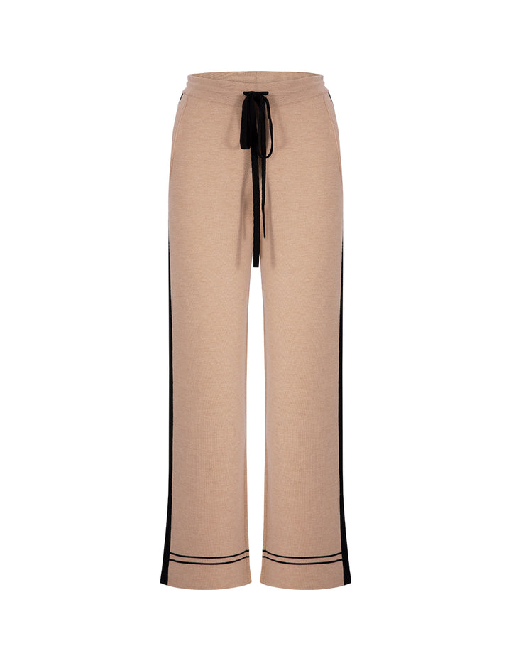 MARYLING Camel Contrast Knitted Trousers