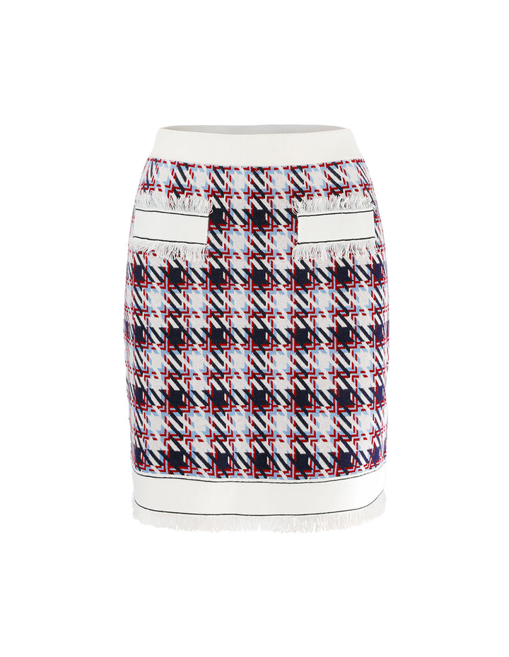 MARYLING Houndstooth Jacquard Knitted Mini Skirt
