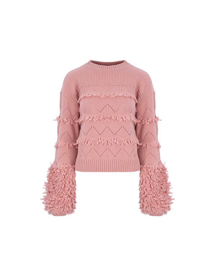 MARYLING Sakura Pink Crew Neck Knitted Sweater
