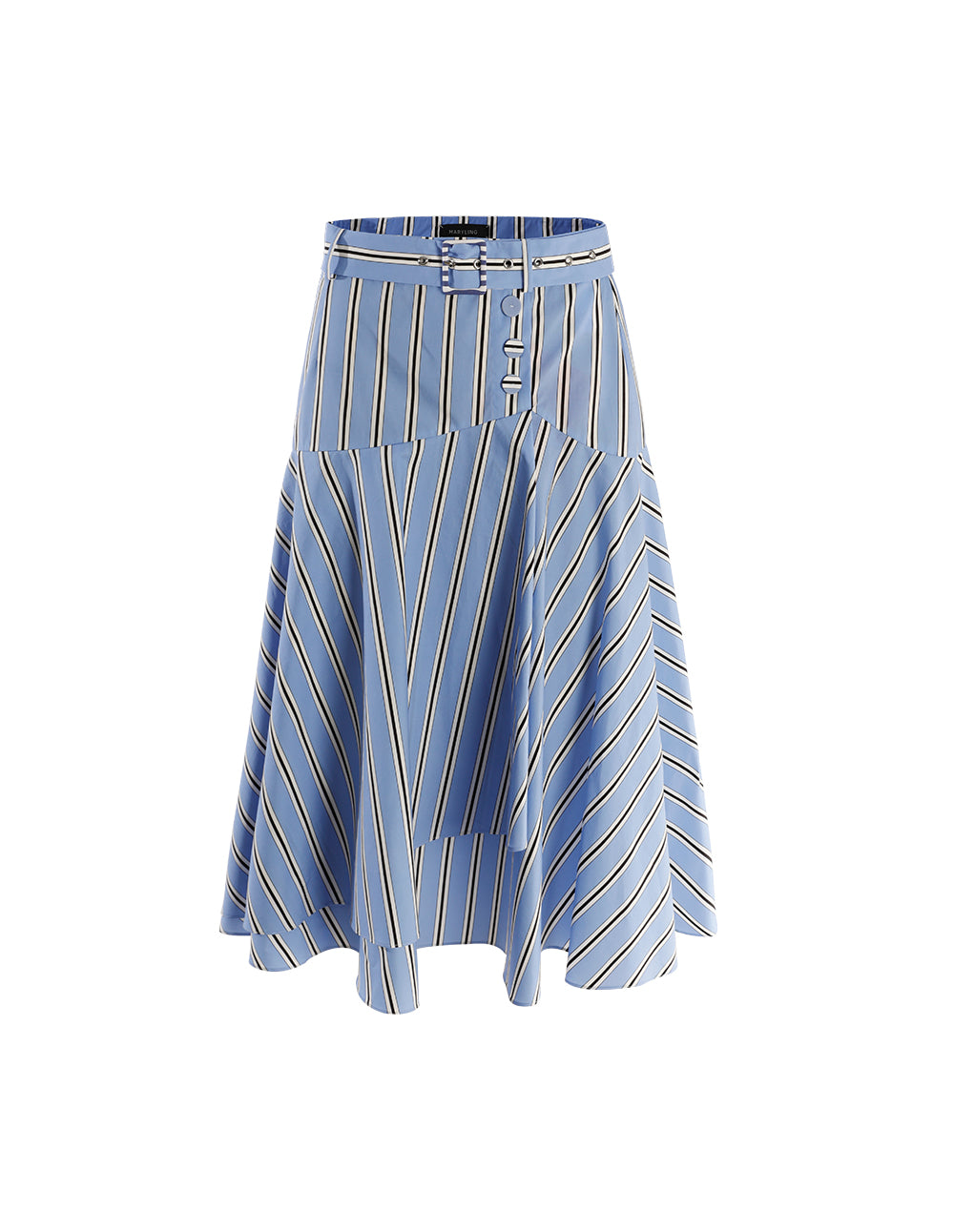 MARYLING Blue white striped asymmetrical skirt