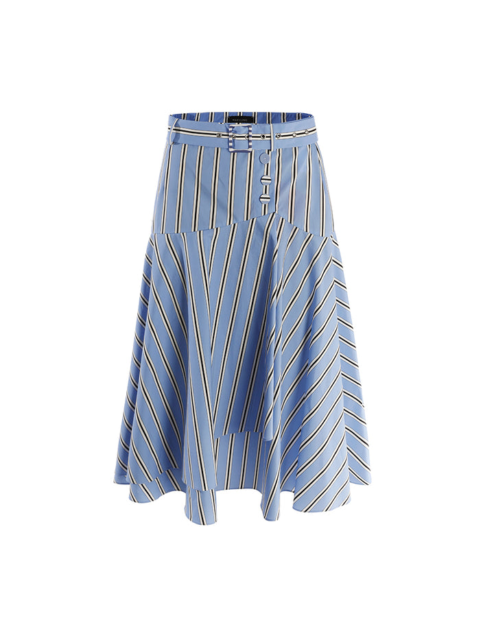 MARYLING Blue white striped asymmetrical skirt