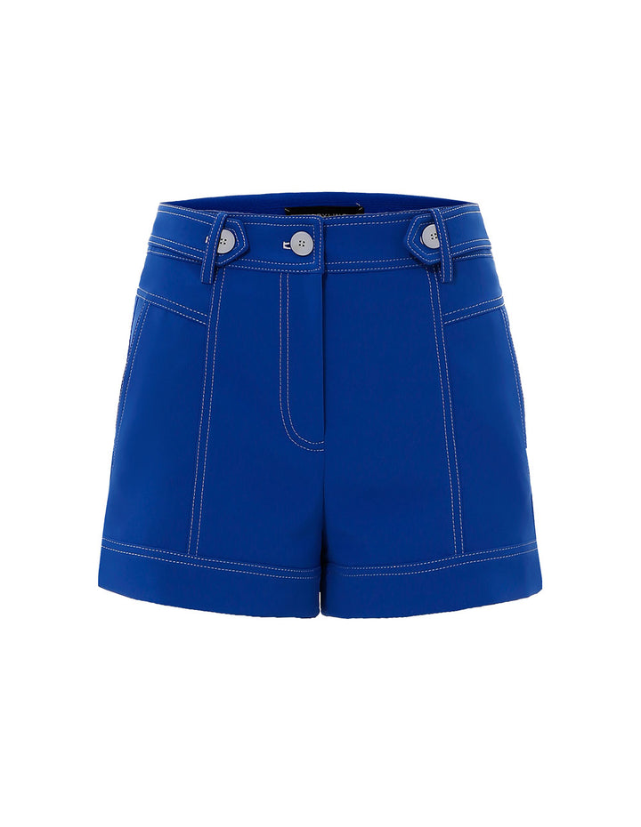 MARYLING CONTRAST STITCHING TRIACETATE SHORTS