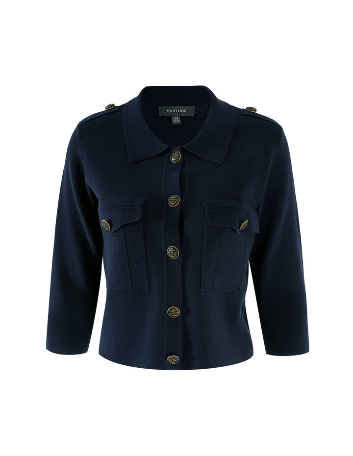 MARYLING Point Collar Knitted Jacket