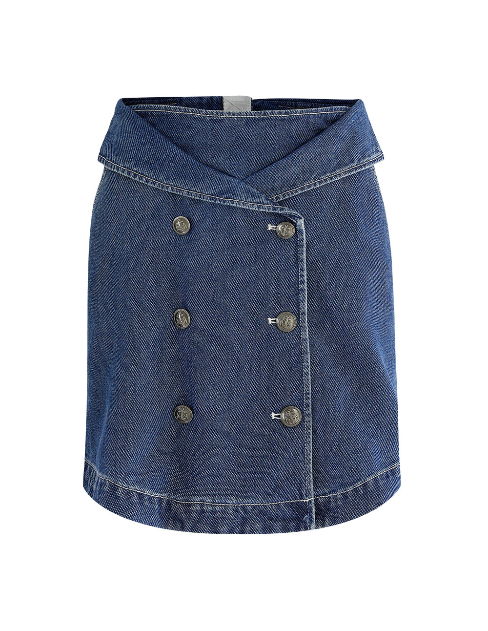 MARYLING METAL BUTTON DOUBLE-BREASTED DENIM SKIRT