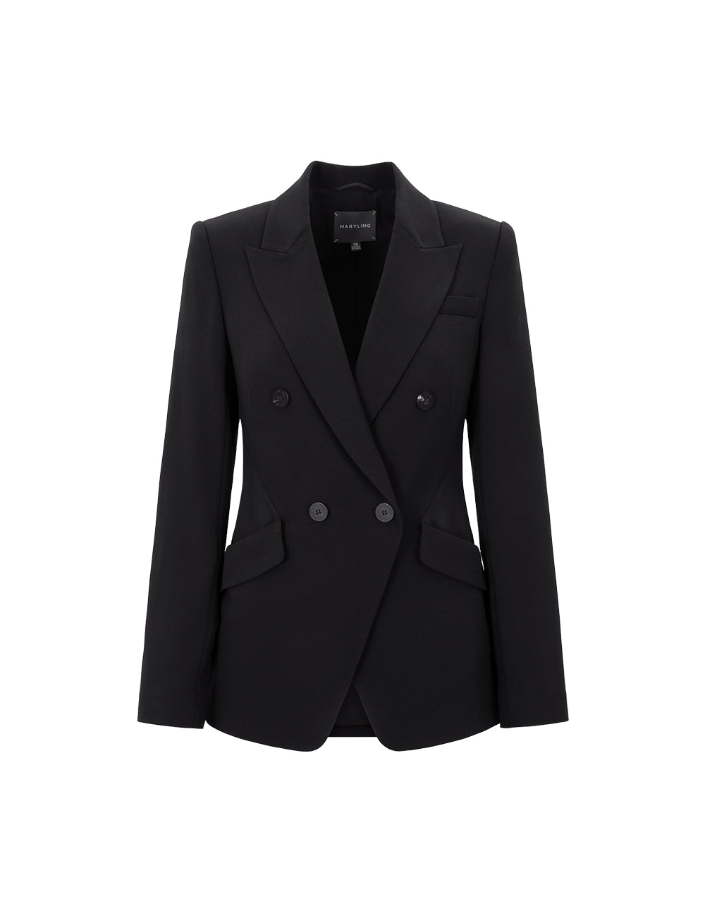 MARYLING Classic Black Flip Collar Double-Breasted Suit