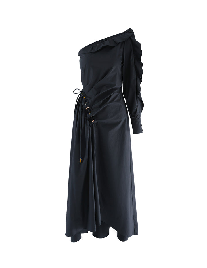 MARYLING Dark blue one-shoulder dress