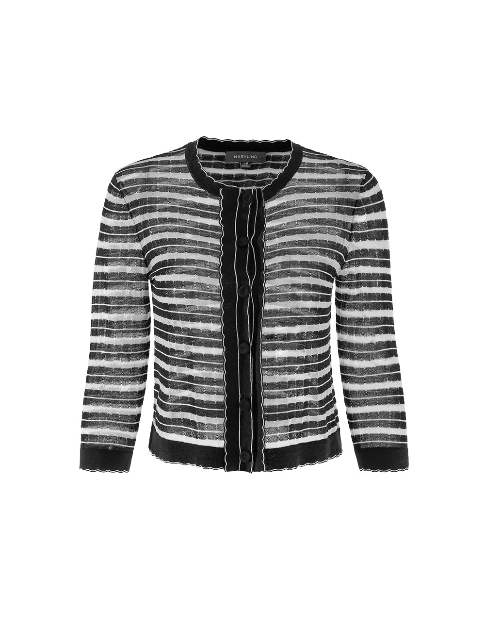 MARYLING Classic small cardigan has contrasting wavy edges