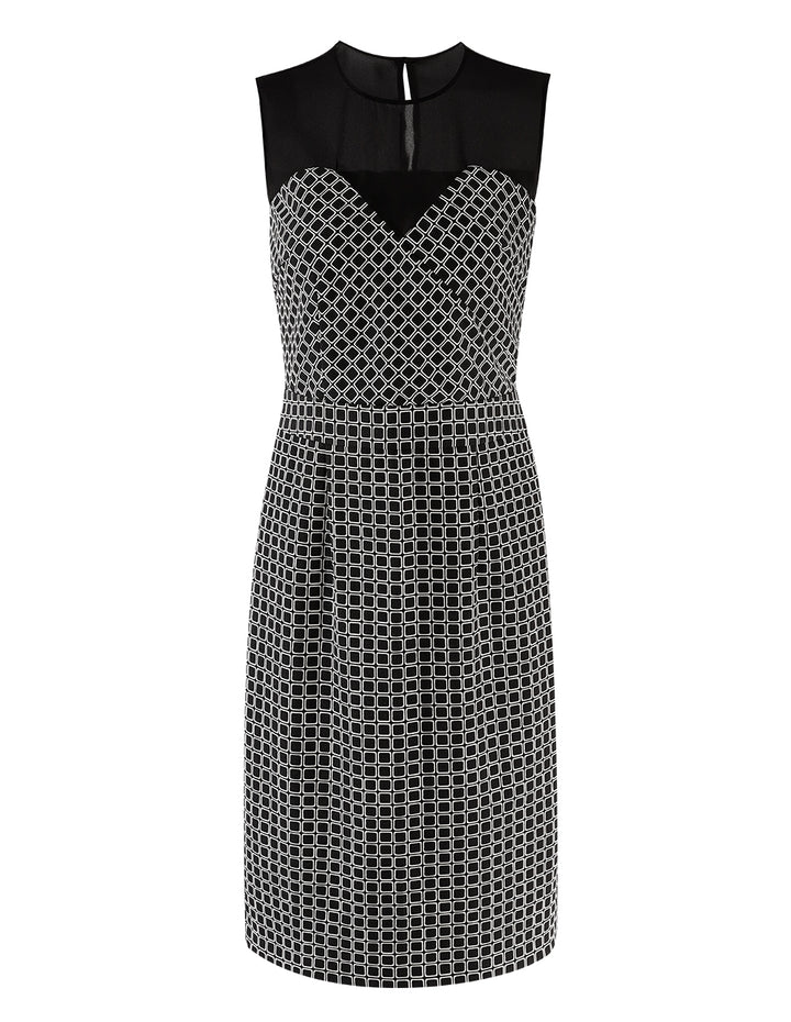 MARYLING Black white sleeveless plaid dress