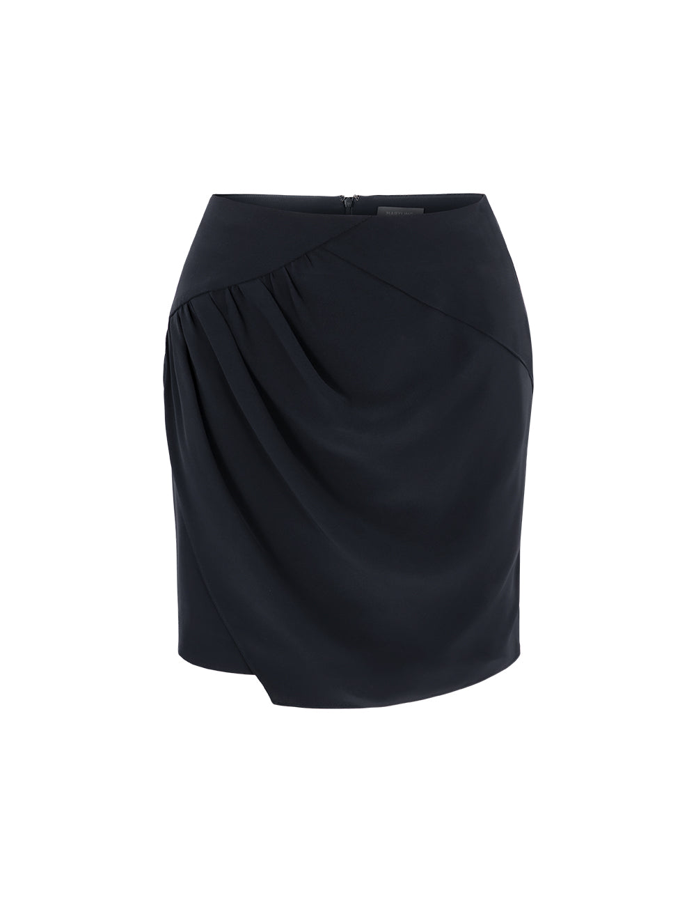 MARYLING Dark Blue Pleated Asymmetric Skirt