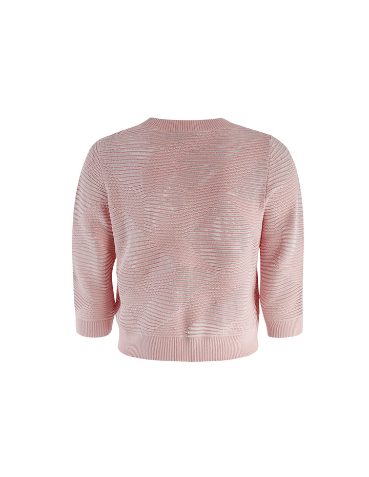 MARYLING Round Neck Jacquard Cardigan