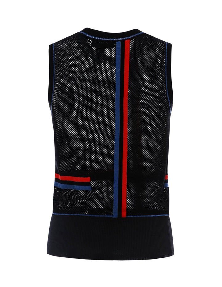 MARYLING Contrast Color Line Slim Fit Knit Vest