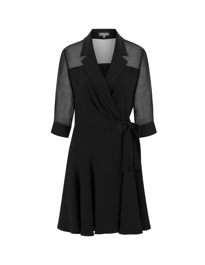 MARYLING Black One-Piece Strappy Ruffled Skirt Suit Dress