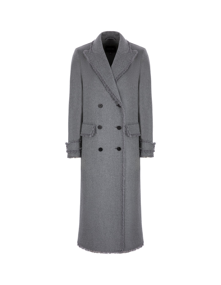 MARYLING Gray Suit Collar Double-Sided Woolen Long Coat