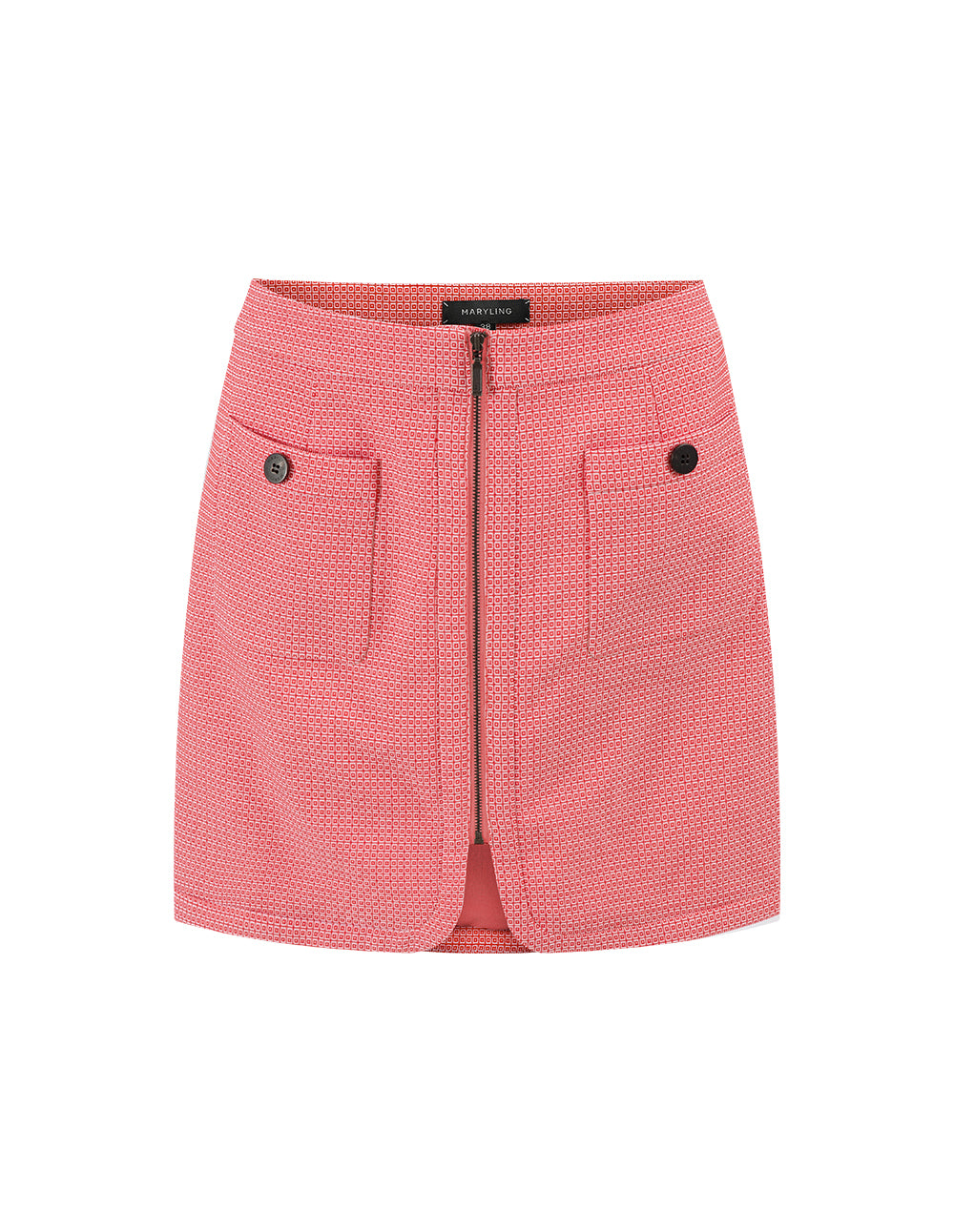 MARYLING Pink back-shaped metal zipper short skirt