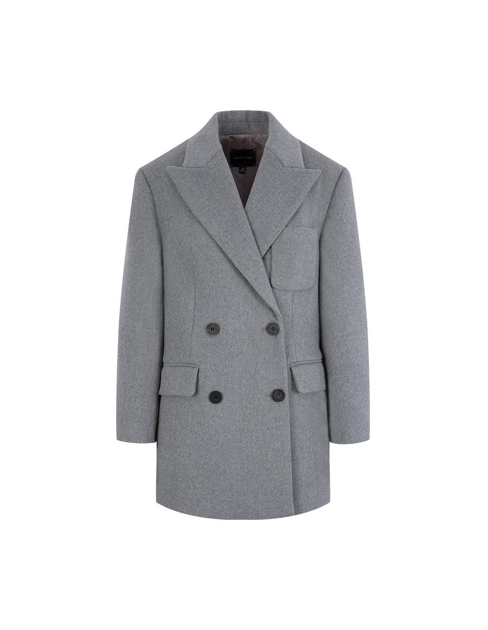 MARYLING Grey Suit-Style Double-Breasted Short Coat