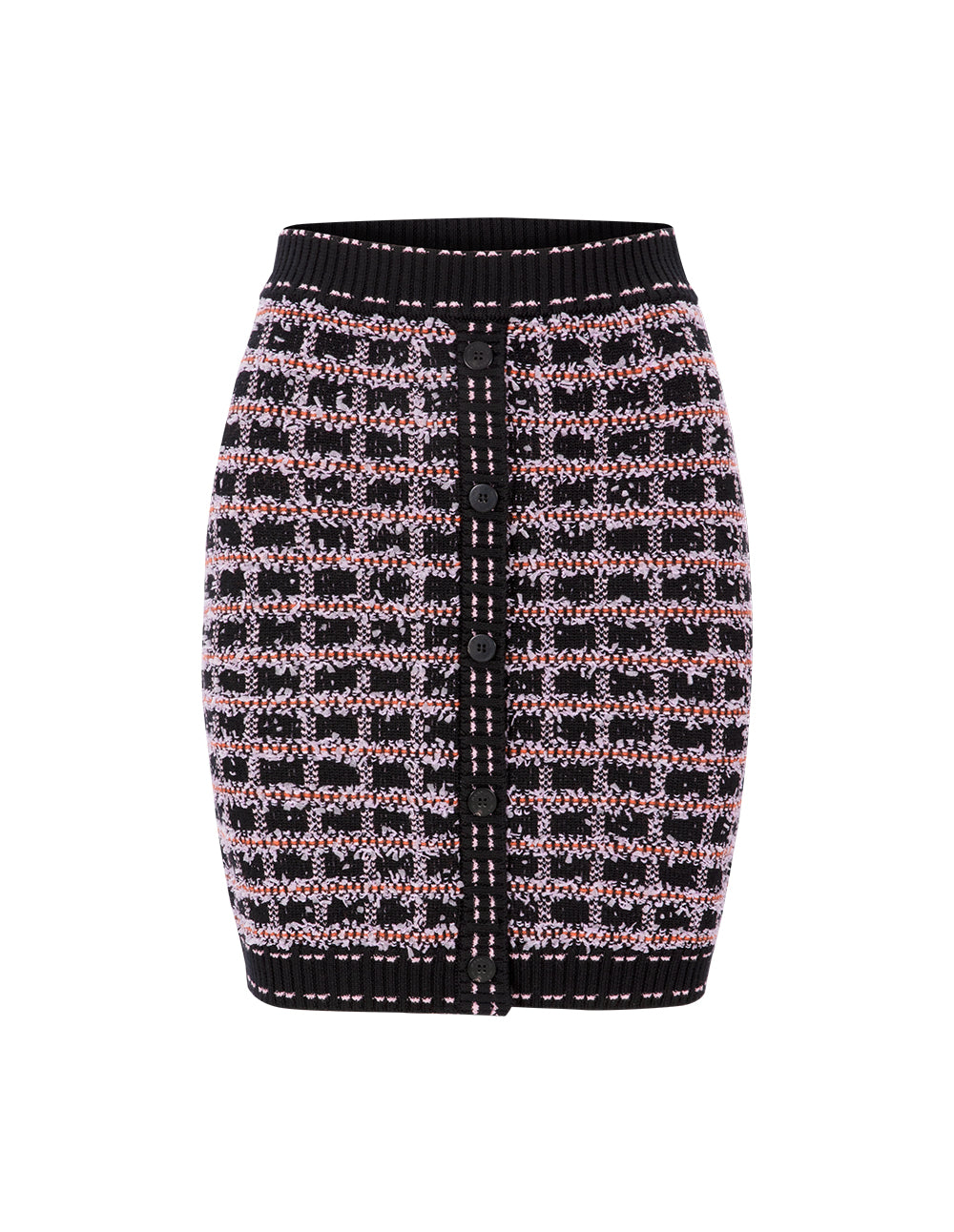 MARYLING Tweed Check Pattern Knit Skirt