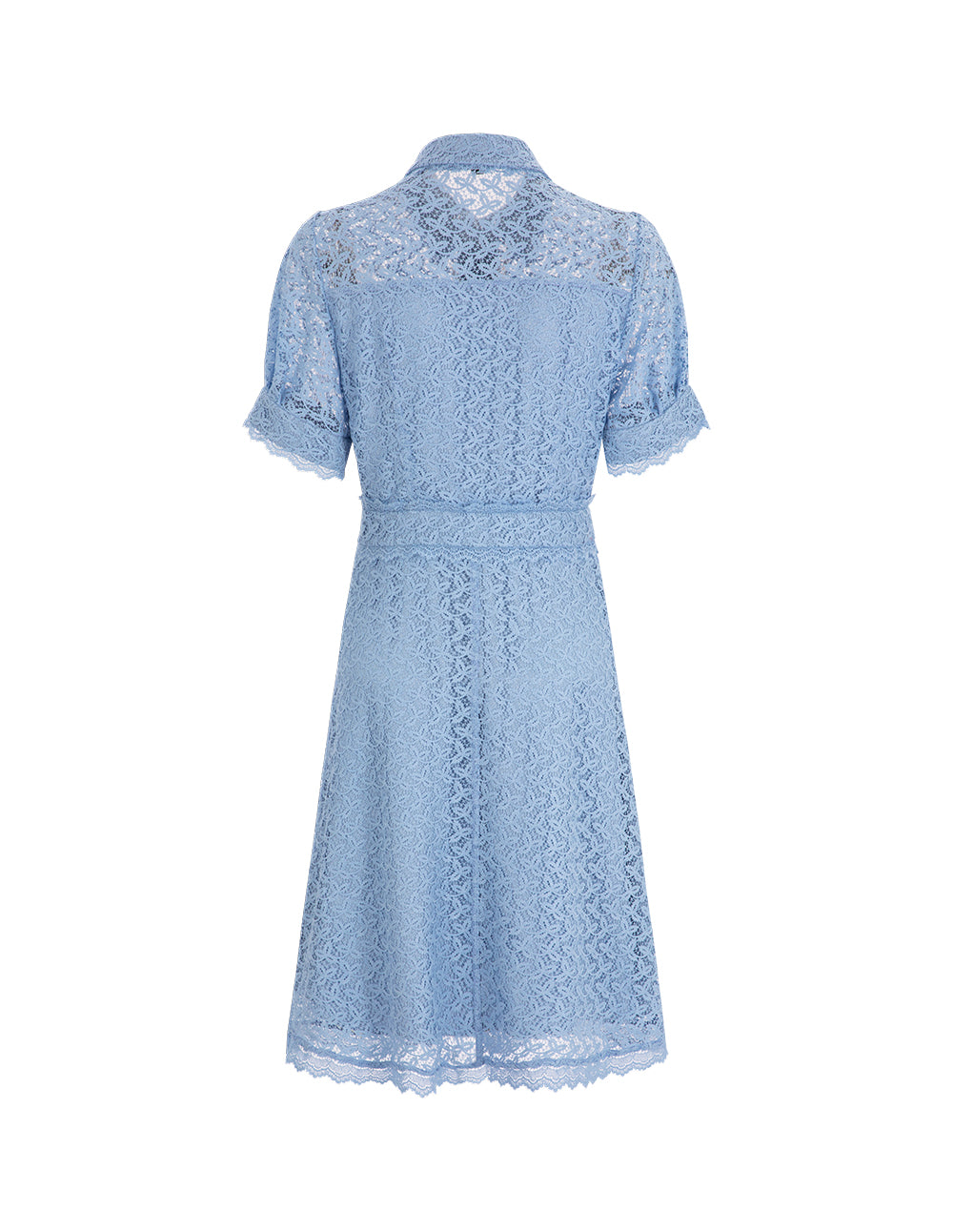 MARYLING Water Wave Blue Shirt Style Tunic Lace Dress
