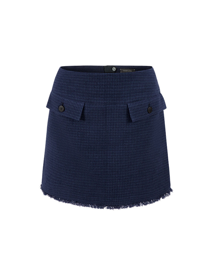 MARYLING Blue Tweed Mini Skirt