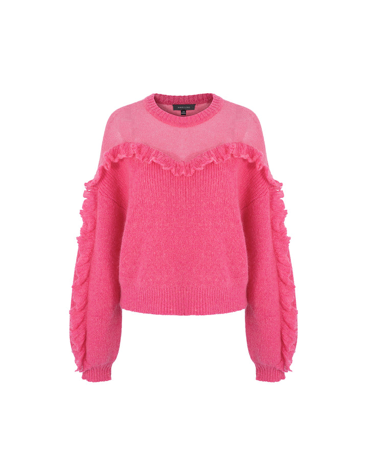 MARYLING Rose Pink Mohair Knitted Jumper