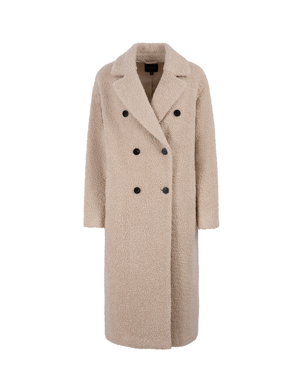 MARYLING beige large lapel long cocoon type dropped shoulder coat
