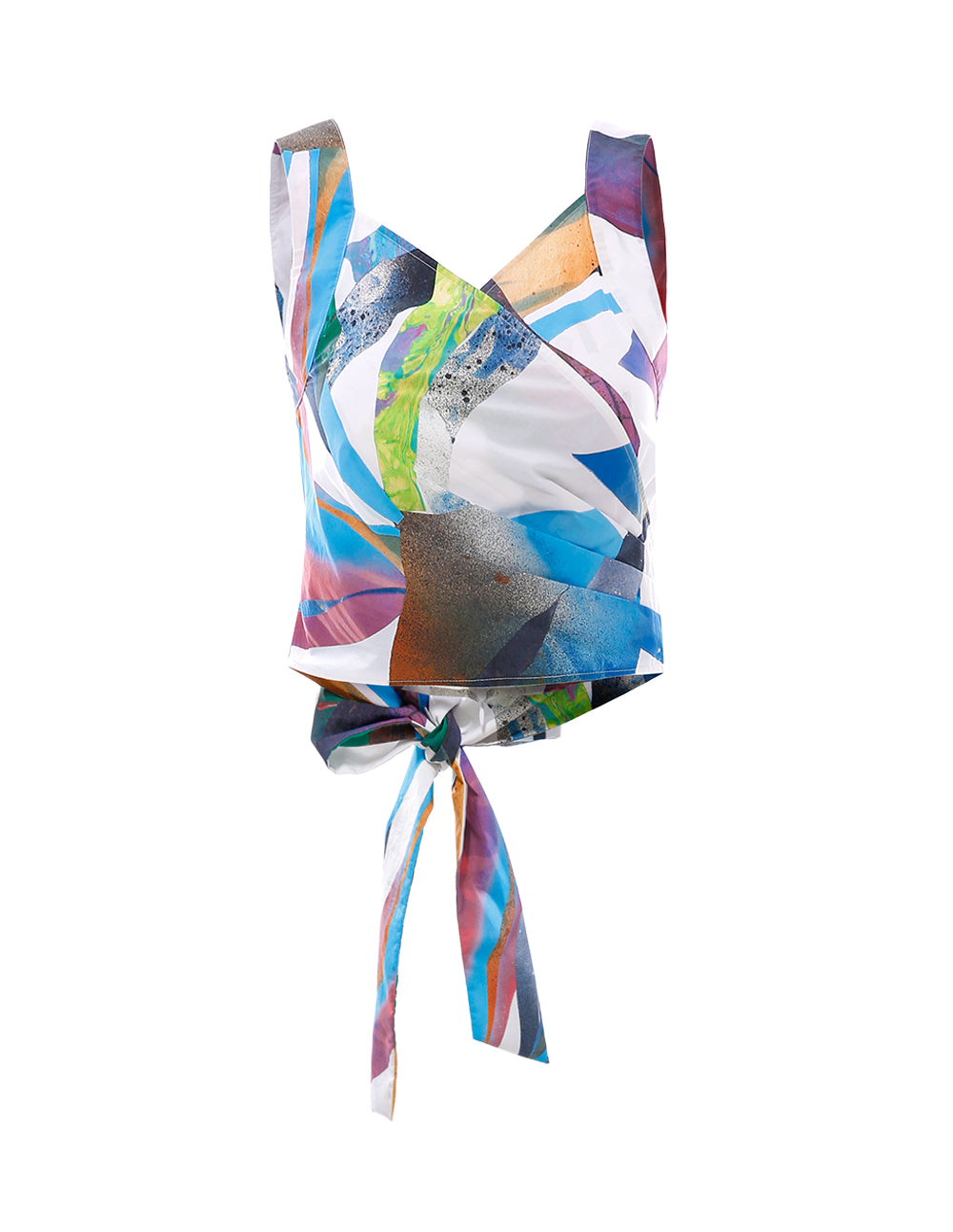 MARYLING Caribbean Style Sleeveless Wrap Crop Top