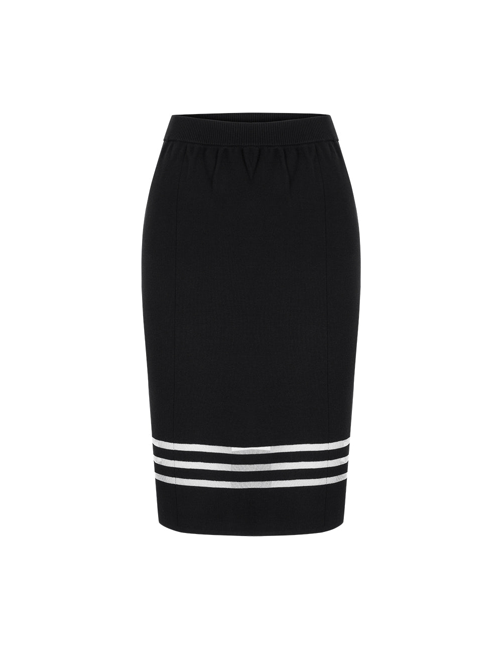 MARYLING Black And White Horizontal Detail Knitted Skirt