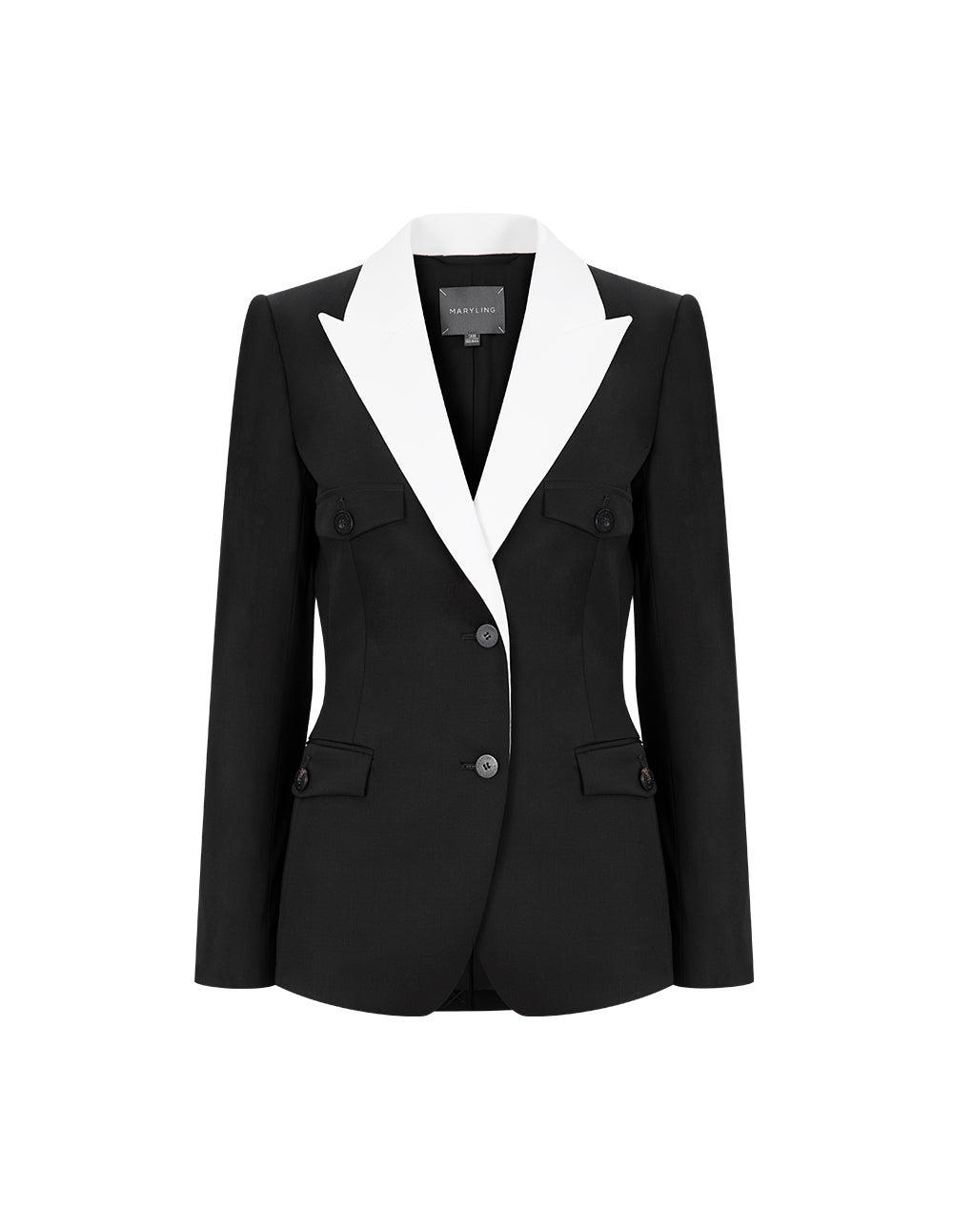 MARYLING Black And White Contrast Blazer