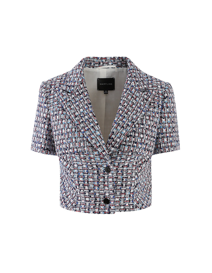 MARYLING Blue white short-sleeved blazer