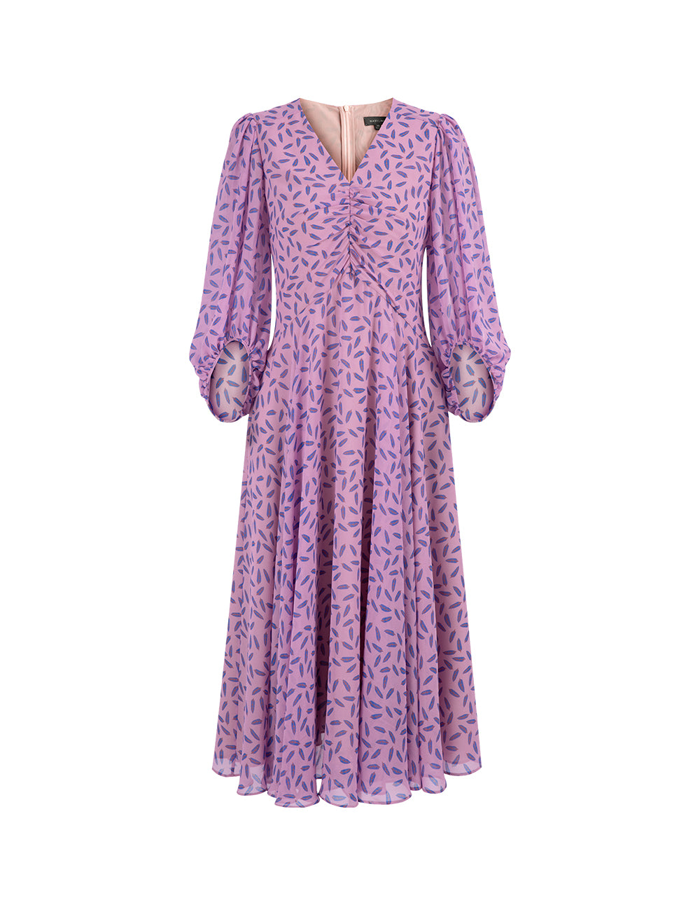 MARYLING Fantasy Pink Jungle Puff Sleeve V-Neck Dress