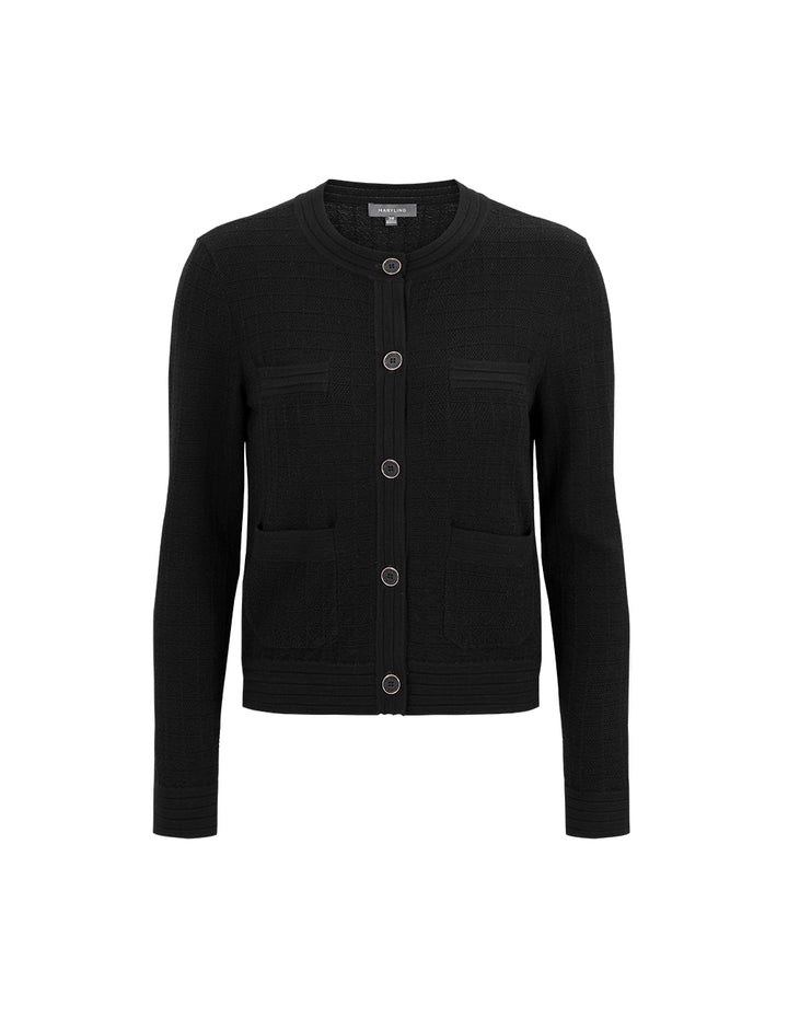 MARYLING Black Crewneck Knit Cardigan