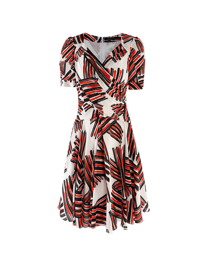 MARYLING V-Neck Brushstroke Print Dress