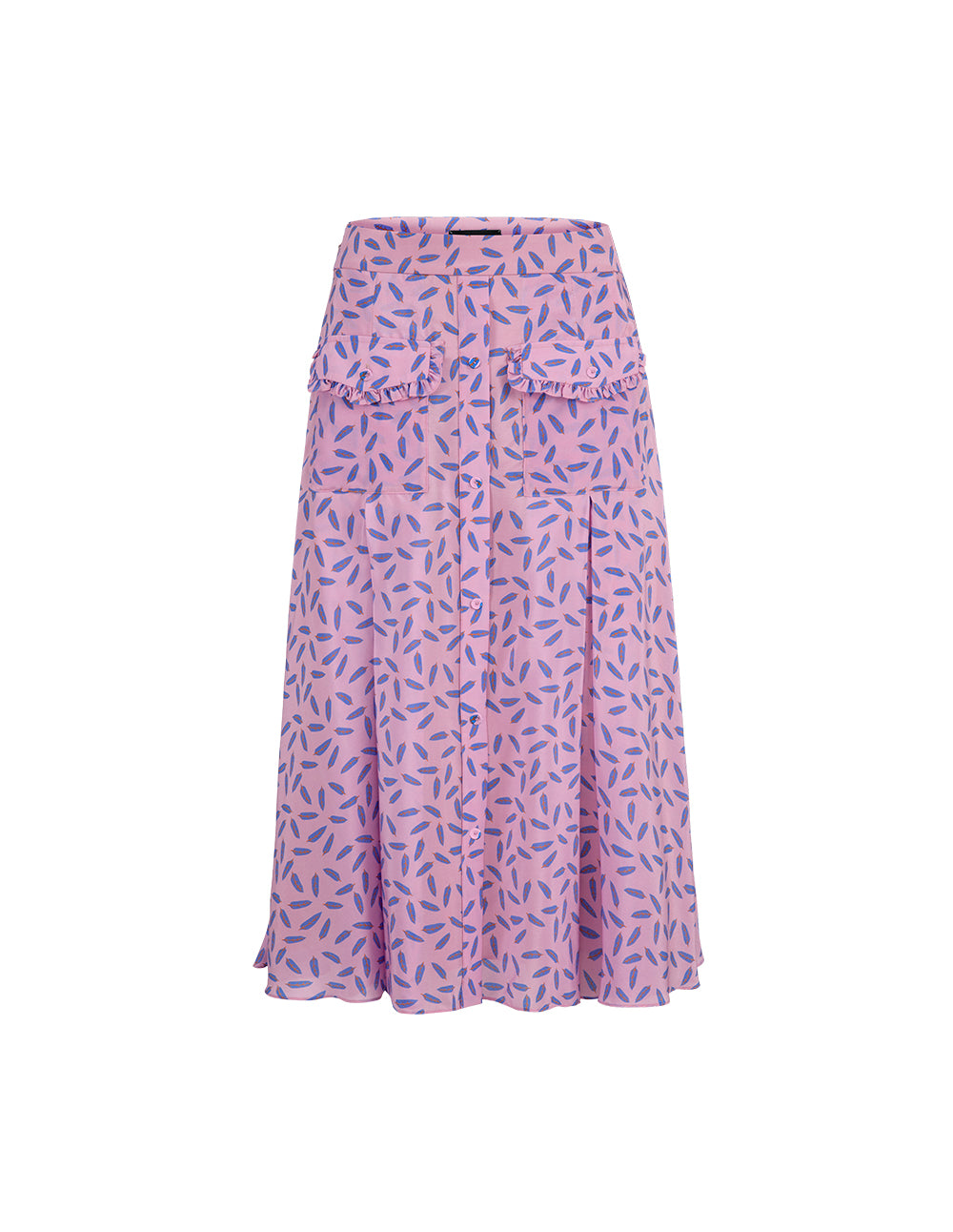 MARYLING Dreamy Pink Ruffle Side Printed Skirt