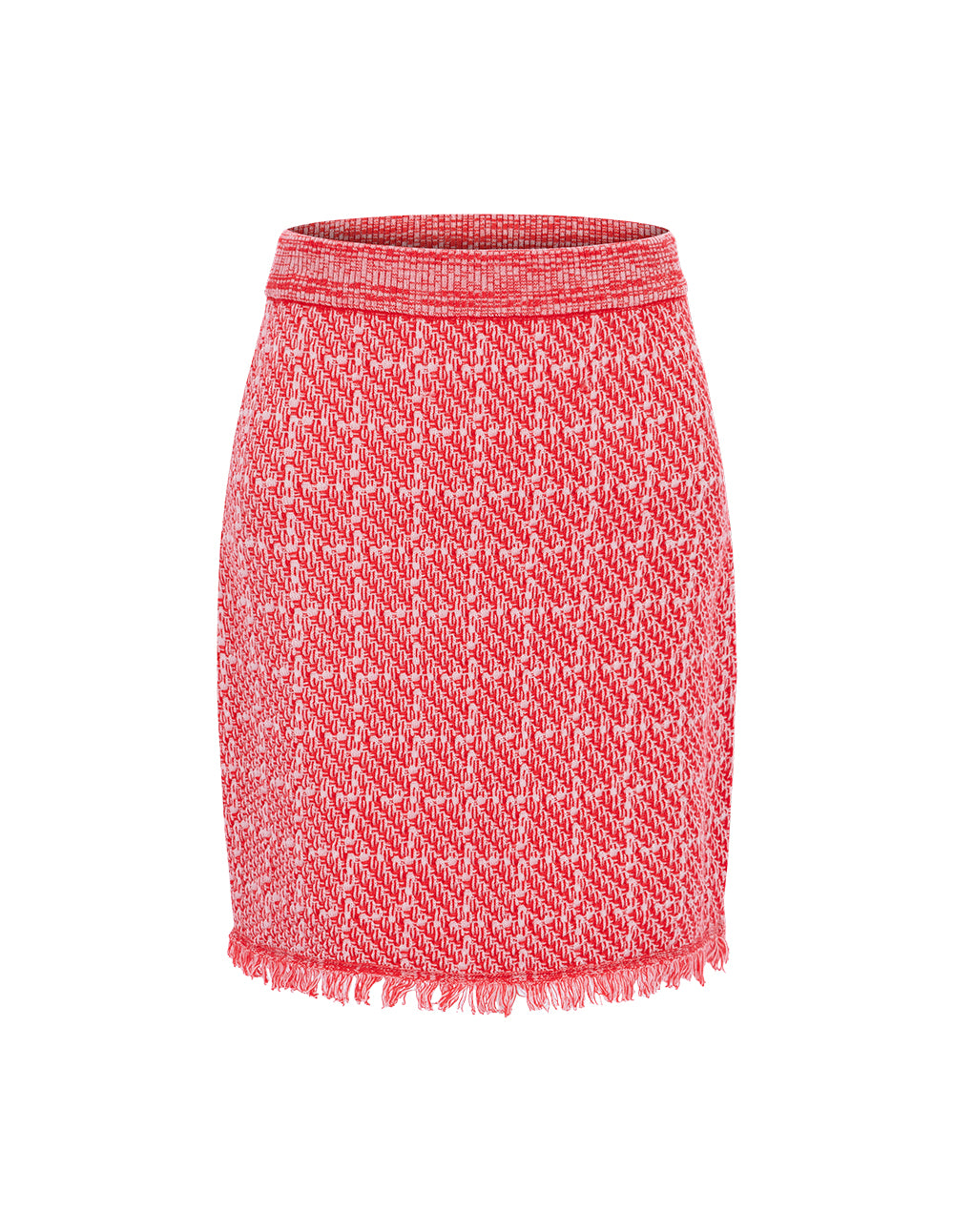 MARYLING Sweet Pink Plaid Knitted Skirt