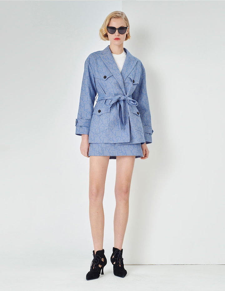 MARYLING A-Line Light Blue With Buttons Denim Skirt