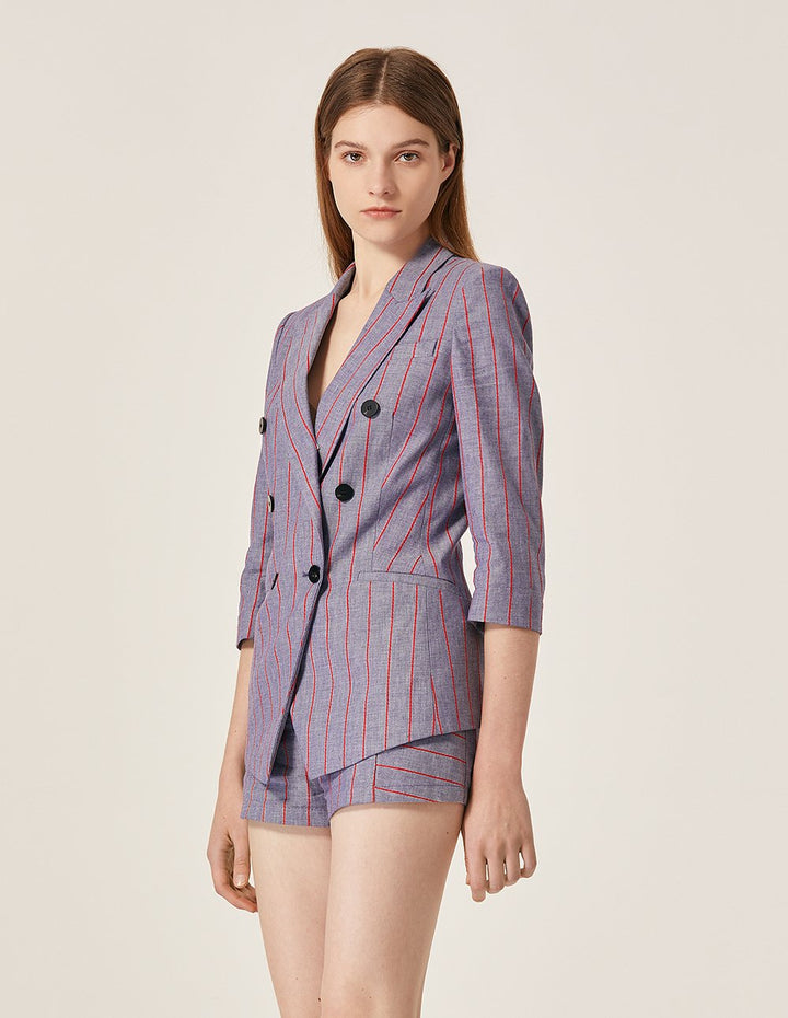 MARYLING Pink Strip Pattern Slim Fit Shorts