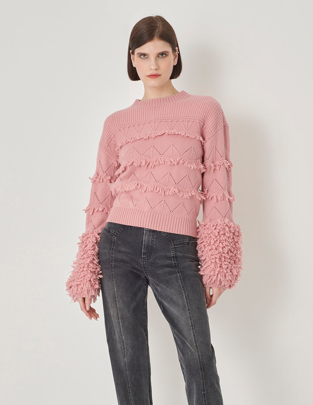 MARYLING Sakura Pink Crew Neck Knitted Sweater