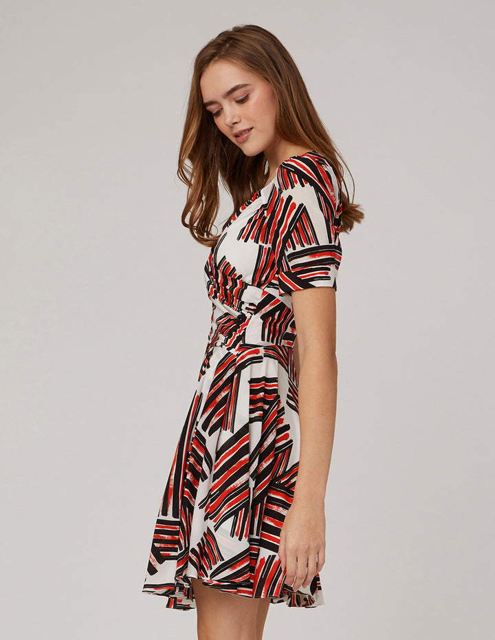 MARYLING V-Neck Brushstroke Print Dress
