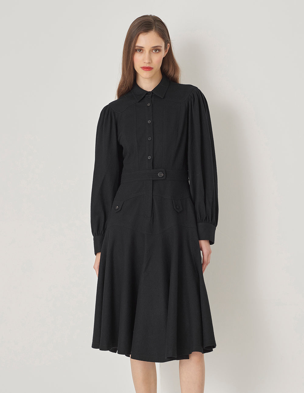 MARYLING Lapel Collar Shirt Dress